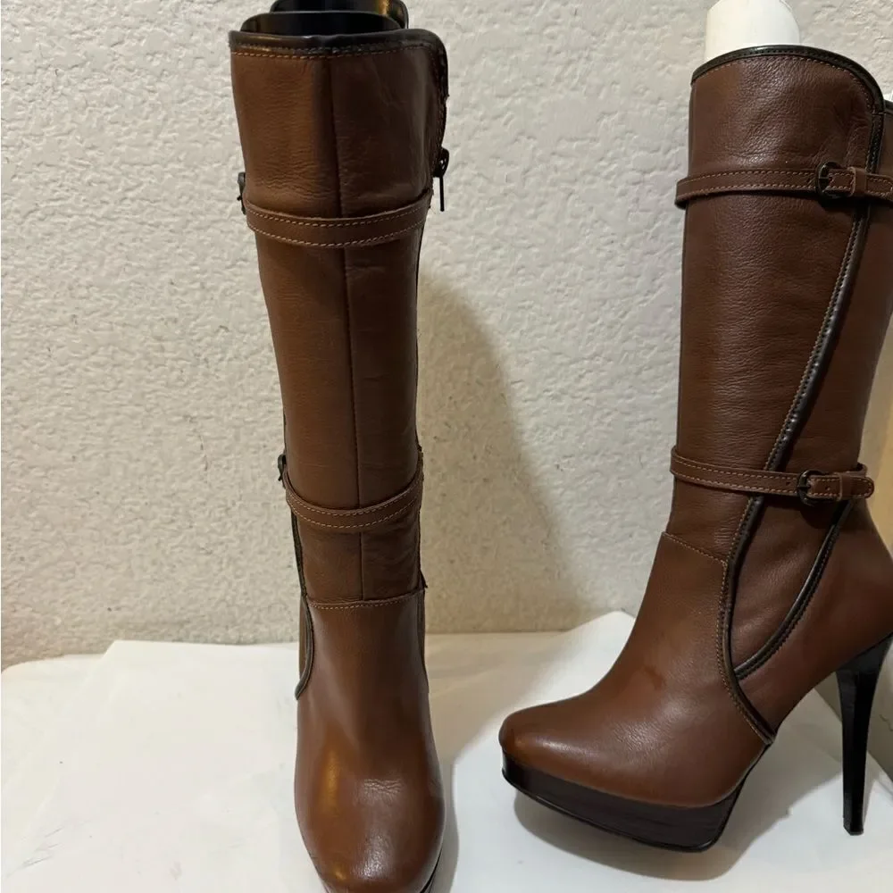 Seducta platform leather heeled  boots size 24 ,5/ 8,5 US